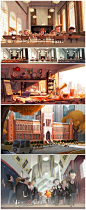 LAYOUT/ESPACIALIDADE: camadas, luzes e transparências criam espacialidade, equilibrando entre o quadro e o campo  Priscilla Wong - Mr. Peabody & Sherman concept art: