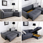 Convertible Sectional Sofa: The search for a sofa bed that doesn’t suck is kind of an endless one, but this sectional just might fit the bill. Plus, look at all that storage space!: 