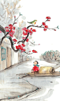 【插画师@肚子杜杜的插画作品欣赏】—— 让雪花落满我的院子！