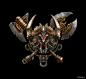 CGwall游戏原画网站_Diablo 3 Barbarian Class Crest 狂战士、野蛮人职业图腾

野蛮人是从来不惧怕近身战的野蛮的流浪者。强大的撼地践踏、跳跃攻击和双持横斩让他们的敌人还没挪步就被斩杀成碎块，或让试图临阵脱逃者被顺势砍翻在地。

　　感谢他们强壮的身体，尽管他们都是用沉重而巨大的武器，野蛮人却可以在近战中通过武器和距离支配一切。野蛮人对战争的威胁一点也不陌生，他们经常要面对数个敌人，给予或得到无数伤口，这比他们试图追杀一个目标要频繁得多。