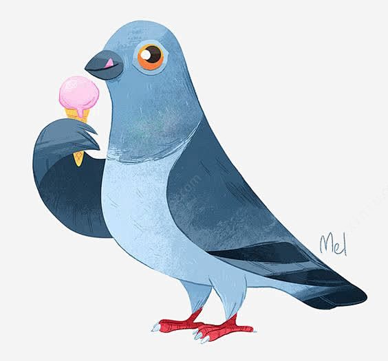 鸽子高清素材 信鸽 冰淇淋 手绘鸽子 蓝...