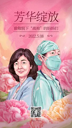母亲节致敬抗疫医护手机海报