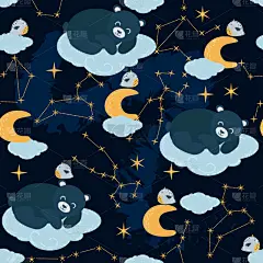 熊,四方连续纹样,可爱的,飘然,野生动物,云,壁纸,哺乳纲,动物,睡觉