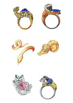 精美绝伦的珠宝首饰设计，不一般的素描彩铅手绘。 : 　　珠宝首饰在制作实物之前， 　　首先由珠宝设计师进行手绘稿的绘制， 　　所以很少有人见过珠宝手绘图。 　　其实珠宝手绘设计图是很值得一看的， 　　它凝聚了珠宝设计师的心血， 　　它是一件首饰的诞生的必经之