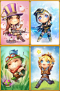 League of Legends fanart ~ by devientartist "JustDuet" - chibi champions!  Caitlin, Ashe, Teemo, and Ezreal <3 sooooo cuuuuute <3