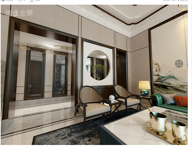 新中式客厅全景住宅全景模型模型-3d模型...