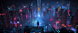 General 3840x1633 digital art men city futuristic night neon science fiction futuristic city cyberpunk Xuteng Pan environment artwork concept art