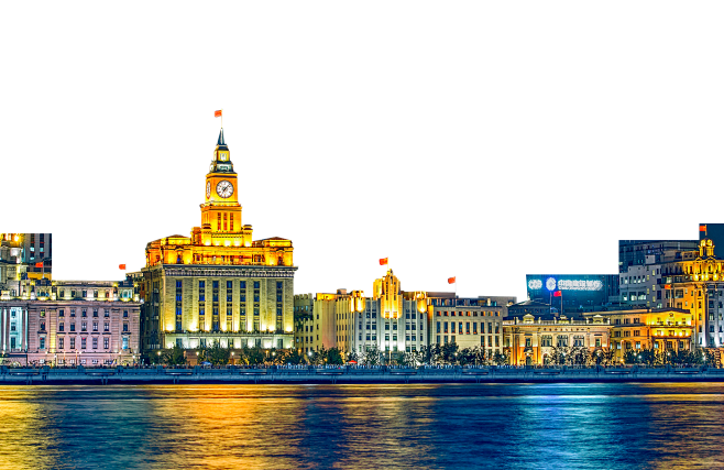 上海外滩钟楼夜景素材