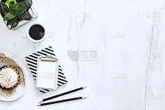 留白,书桌,大理石,笔记本,蛋糕,式样,咖啡,传媒,极简构图