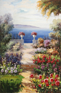 花园背景_新图网 https://ixintu.com 油画 花园 植物 鲜花 背景 质感 纹理