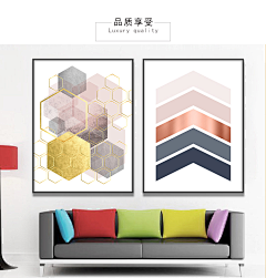 锦尚526名画采集到锦尚晶瓷画几何创意沙发背景墙客厅装饰画现代抽象样板间玄关挂画