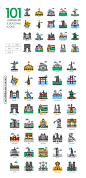 101个高品质地标旅游热点icon图标矢量元素100 Famous Landmark Icons :  