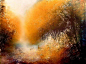 Roland Palmaerts 手绘水彩自然风景艺术欣赏 比利时 法国 橙色 浪漫 艺术 风景 唯美 自然 水彩 手绘 色彩 光