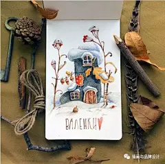 手绘丨水彩画出的森林小屋，每个都想住上一辈子