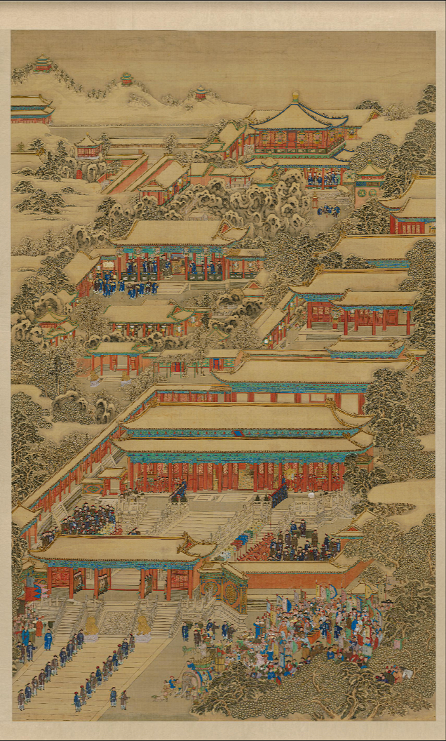 清人万国来朝图轴-故宫名画记