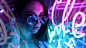 People 2000x1125 Lenar Abdrakhmanov women model portrait face women with shades looking into the distance neon neon lights