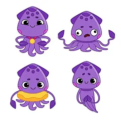乌贼表情包矢量图设计素材