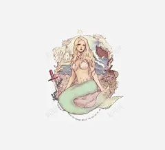 一条美人鱼插画 创意素材