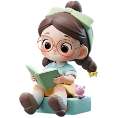 花瓣素材_通用3D卡通感可爱小女孩看书阅读儿童人物贴纸_193303917