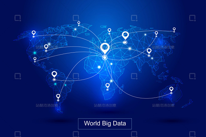 点线构成世界地图，GPS定位构成世界大数据科技矢量背景、寓意全球化、国际化，科学技术概念 - 站酷海洛正版图片, 视频, 音乐素材交易平台 ...