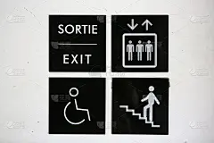 4 .标志:出口、电梯、残疾人场所、楼梯。地下停车场。Saint-Gervais-les-Bains