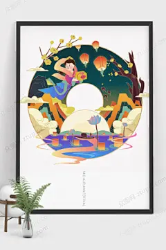中秋节插画设计 中秋节插画海报设计  中秋节商业插画设计