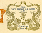This may contain: the front cover of an old book with dragon designs on it and writing in gold ink