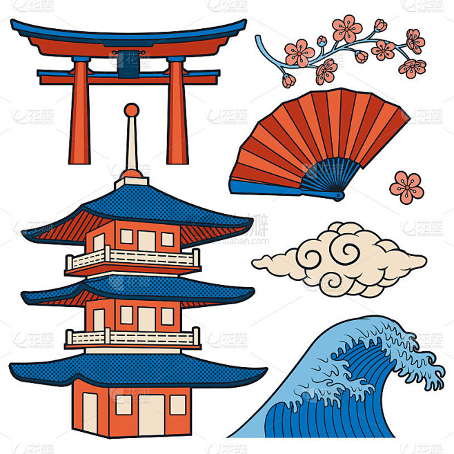 日本卡通矢量插图