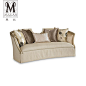 慕妃高端定制客厅家具欧法式美式新古典实木布艺软包三人沙发CP03