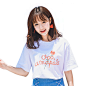 Skgirl玫瑰刺绣t恤韩版夏季新款黑色宽松学生港风绣花白色短袖女-tmall.com天猫