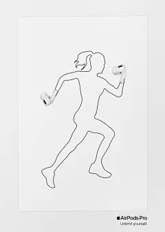 苹果最近发布了一组极简的「运动风」海报，讲述 AirPods Pro 的无线、防汗、免提等功能，能够让人在运动状态时不受干扰、尽情投入。

如果将这组海报真人化，大概就是之前 AirPods Pro 的一组巨幅户外广告。 ​​​​