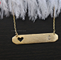 initial gold bar necklace with open heart gold personalized