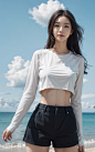 [Ai老撕鸡教你画美女]，今天画海边清凉写真小姐姐！-今日头条