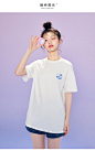 【新品】乐町泡泡印花T恤2020夏季新款索罗纳面料白色t恤女宽松-tmall.com天猫
