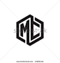 MC initial letters looping linked hexagon monogram logo