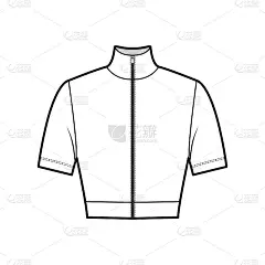 拉链裁剪高领运动衫技术时尚插画短袖，贴身的形状。平