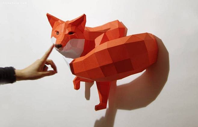 paperwolf动物造型立体纸艺立体白色造型设计造型纸张动物
