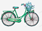 卡通手绘绿色自行车 鲜花 元素 免抠png 设计图片 免费下载 页面网页 平面电商 创意素材