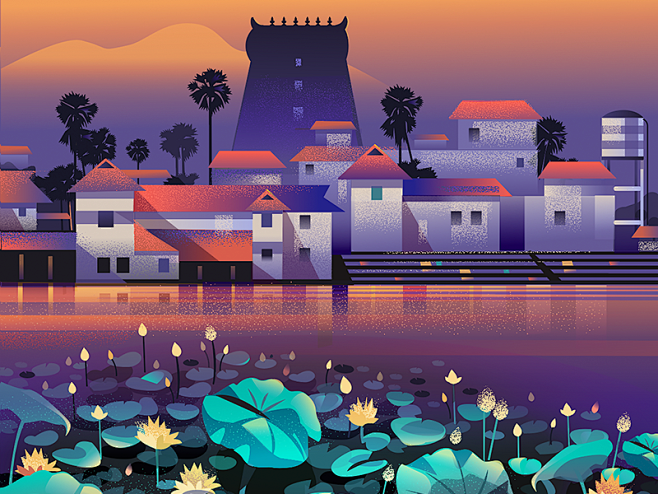 Dribbble lotus pond