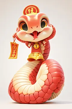 AI数字艺术新年蛇年卡通蛇插画