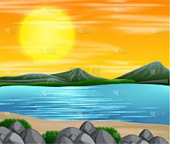 自然美,景象,海滩,海岸线,石头,岩石,夏天,天空,日落,剪影