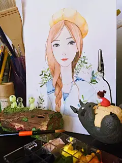 最近的画~-晴天喵_手绘,水彩,可爱,卡通,女生,少女,森系_涂鸦王国插画