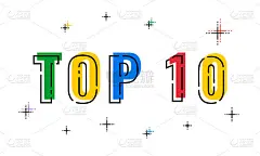 十大成功赢家名单头，彩色线性风格矢量海报或横幅模板