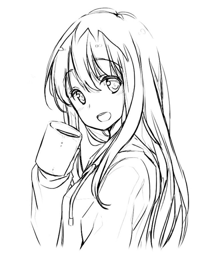 呆萌漫画人物简笔画 呆萌美女线稿二次元人物简笔画唯美简笔画卡通美