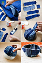 教你用旧牛仔裤DIY制作个性拼布牛仔杯的图片教程