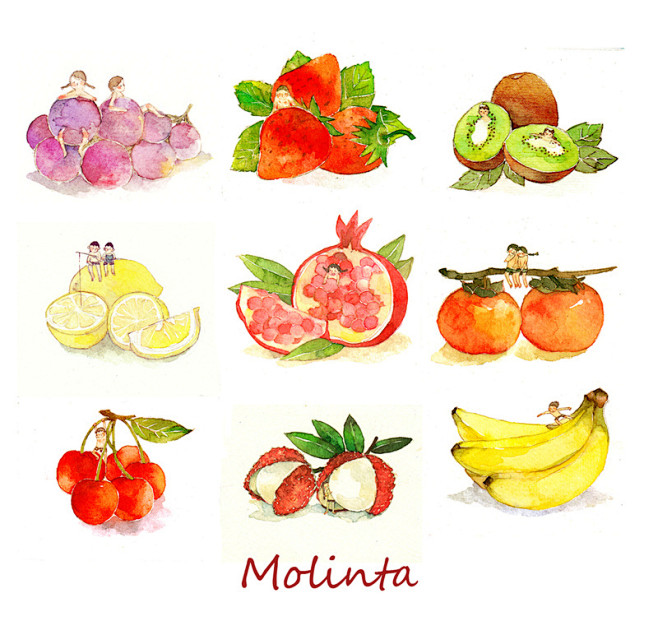 molinta  的插画 水果9连发..