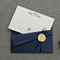 Gorgeous Navy Blue Pocket wedding invitation Thin satin ribbon bow #PB002_Navy | eBay