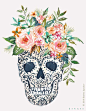 HONORA the Pretty Skull watercolor boho skull