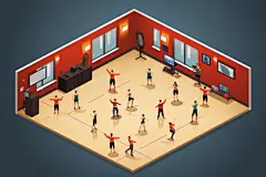 体育素材多人运动场景插画