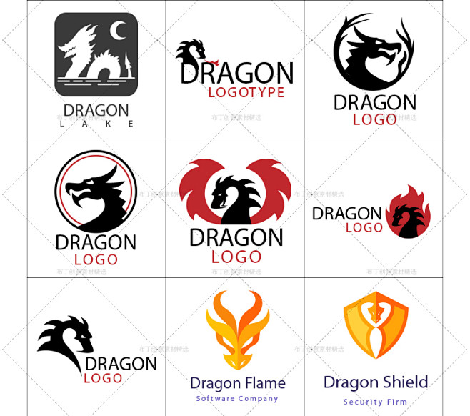 设计素材龙LOGO龙图腾战队队徽中国龙纹...